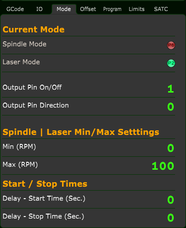 Laser Mode enabled state indicators